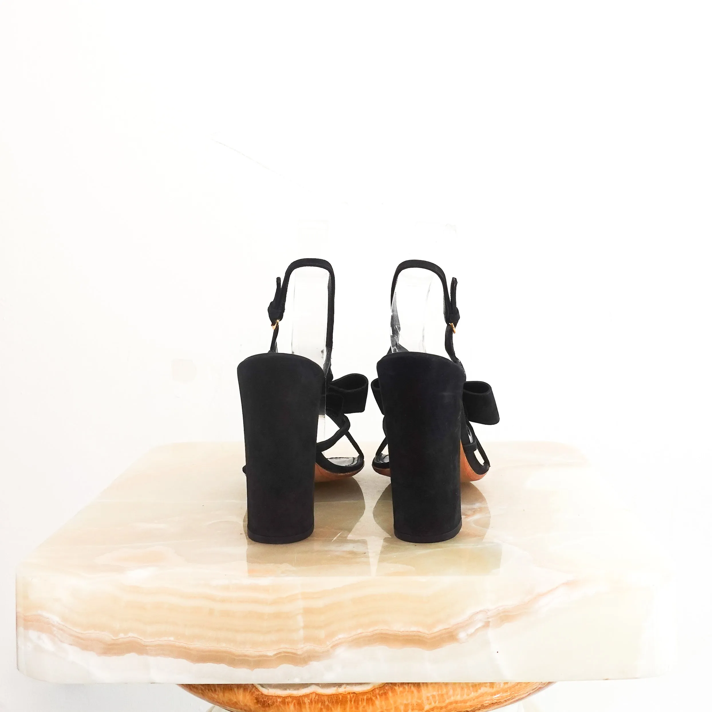 Black bow sandals