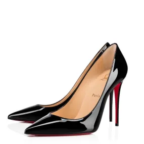 Christian Louboutin Kate 100 Black Patent Leather Pump Heels 37.5 UK 4.5