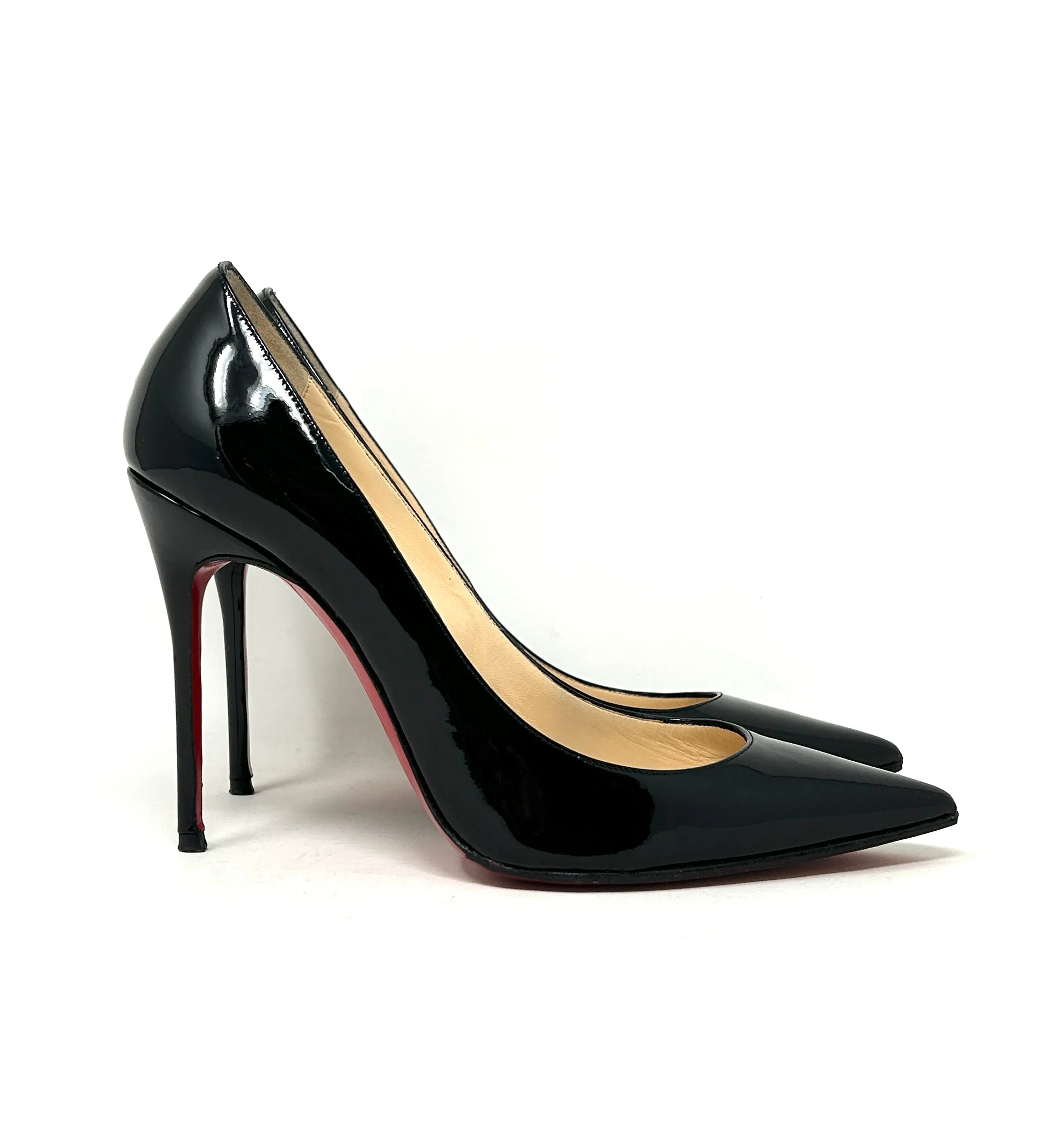 Christian Louboutin Kate 100 Black Patent Leather Pump Heels 37.5 UK 4.5