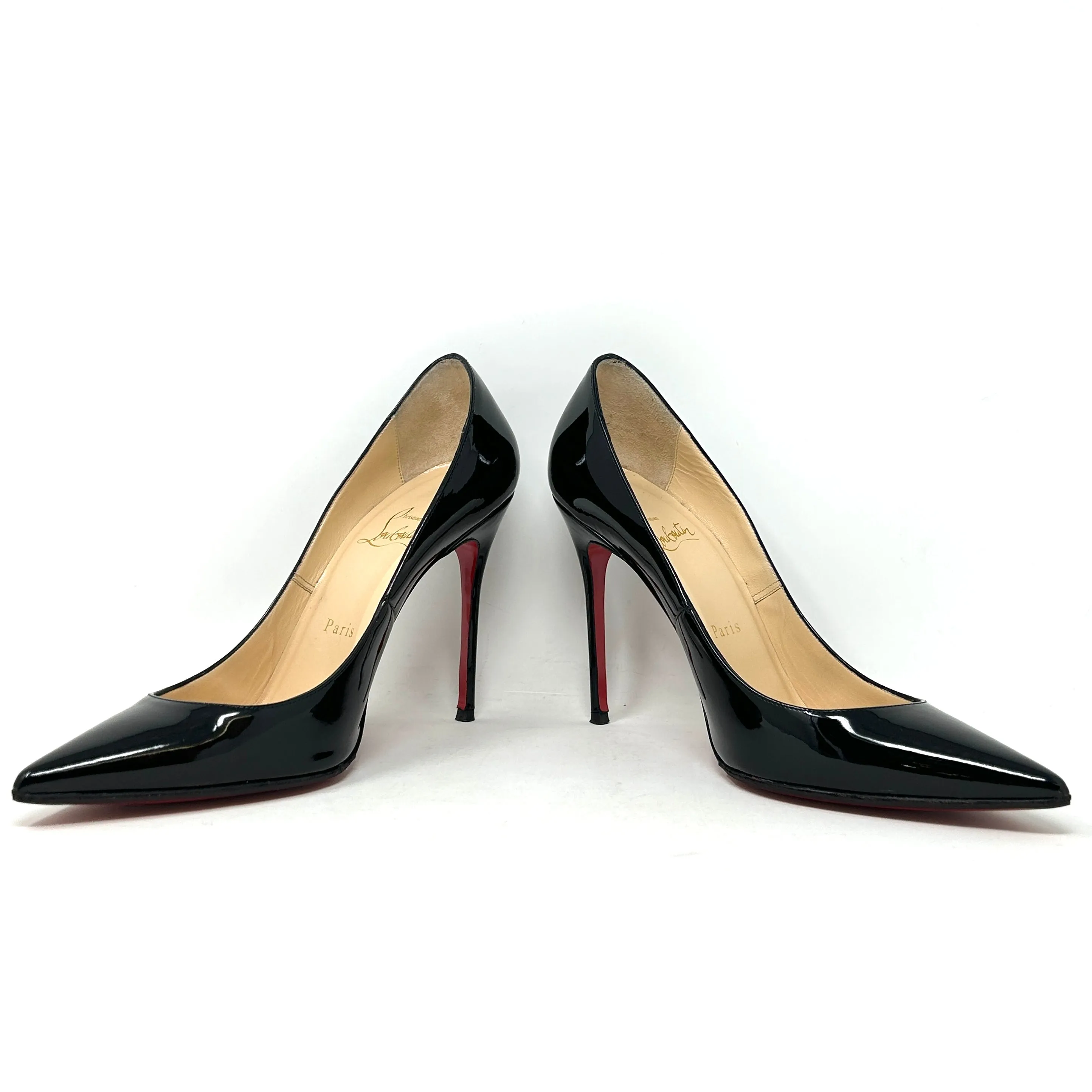 Christian Louboutin Kate 100 Black Patent Leather Pump Heels 37.5 UK 4.5