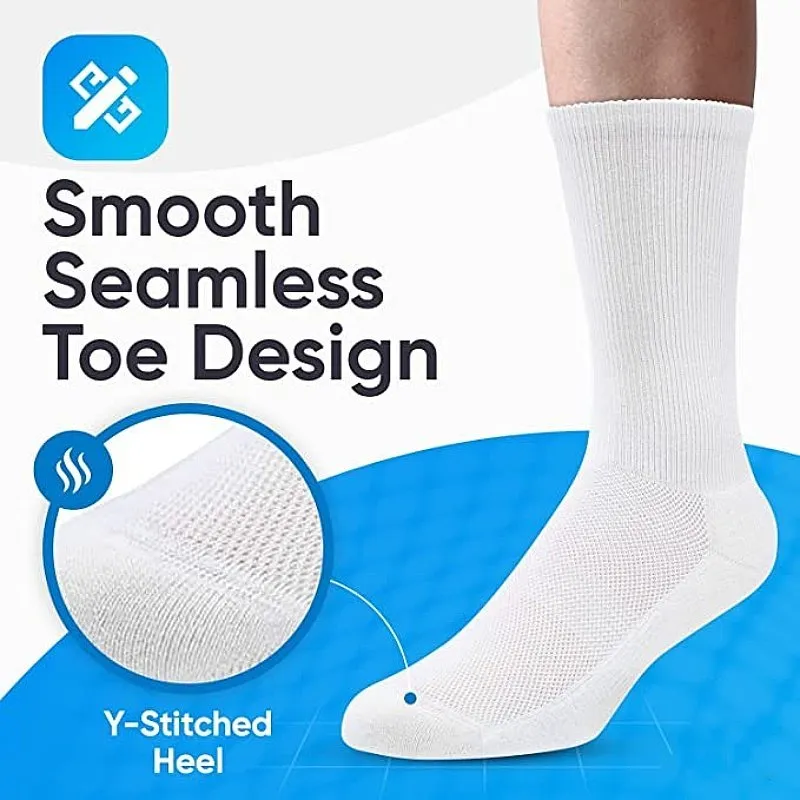 Cuzcare Diabetic Socks Seamless Breathable Cotton Theraputic Mid-calf Stockings
