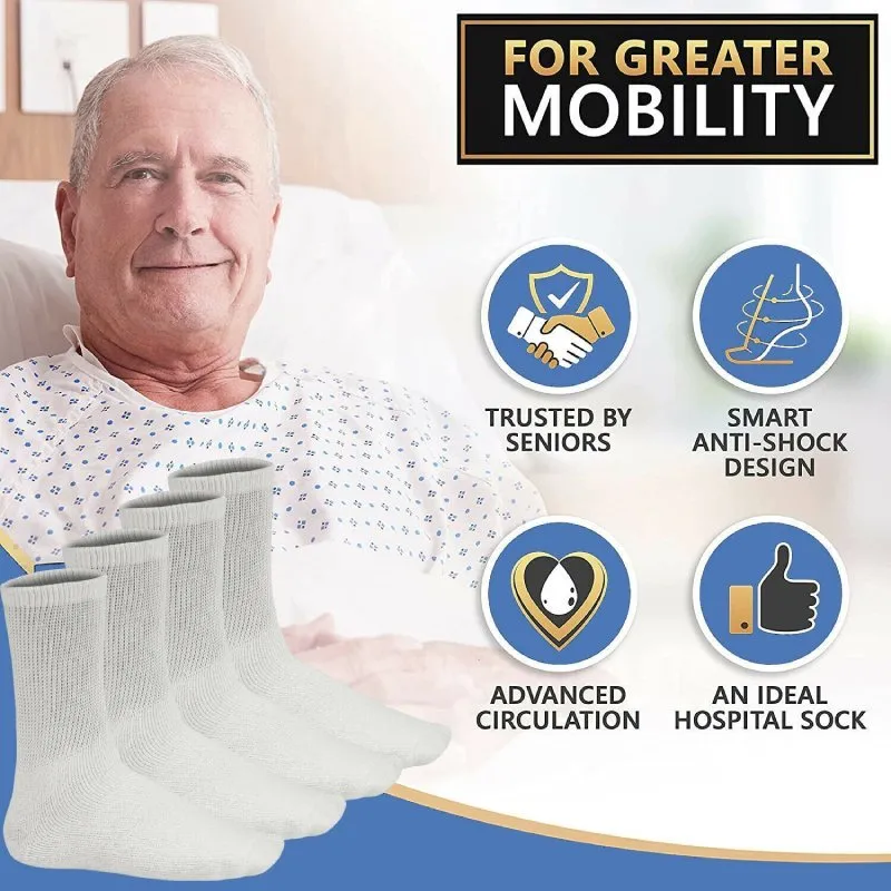 Cuzcare Diabetic Socks Seamless Breathable Cotton Theraputic Mid-calf Stockings