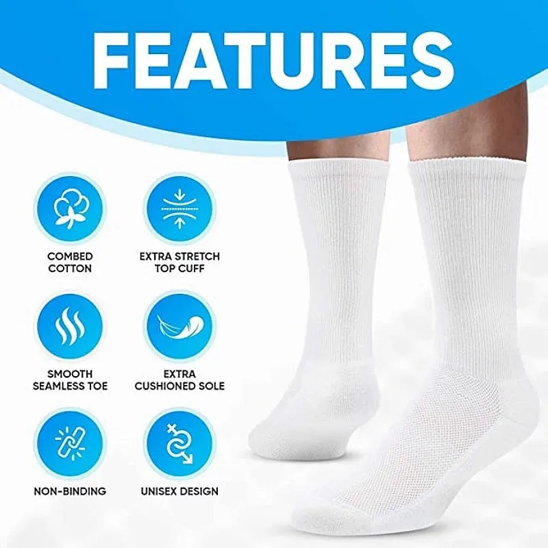 Cuzcare Diabetic Socks Seamless Breathable Cotton Theraputic Mid-calf Stockings
