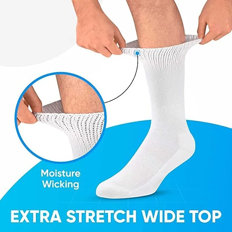 Cuzcare Diabetic Socks Seamless Breathable Cotton Theraputic Mid-calf Stockings