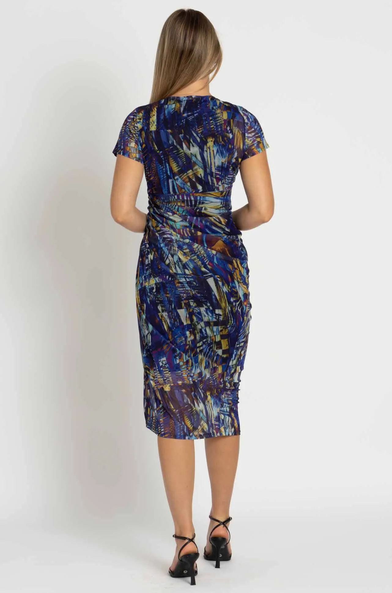Paula Ryan - Side Gather Crossover Dress in Mosaic