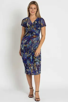 Paula Ryan - Side Gather Crossover Dress in Mosaic