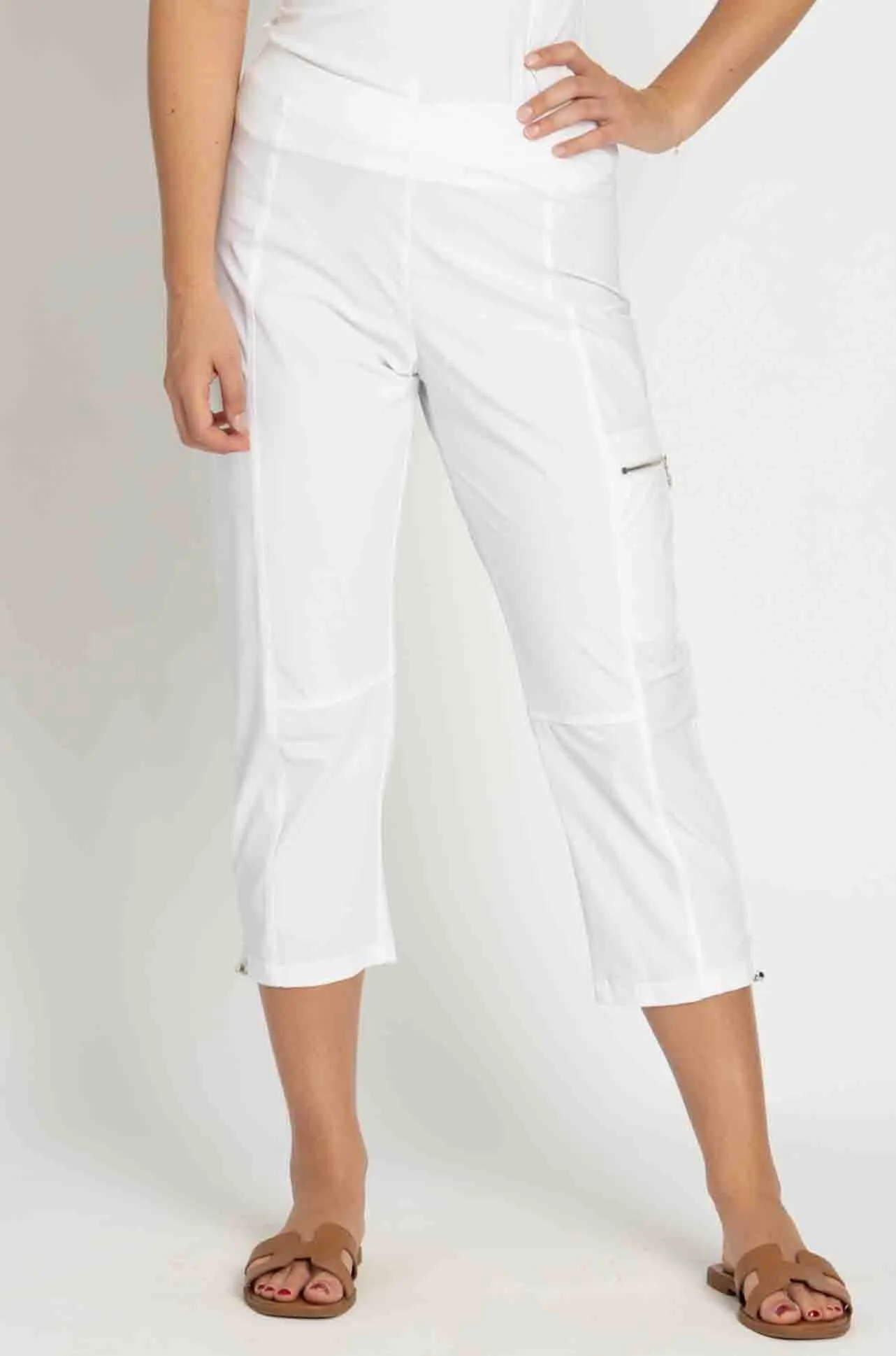 Paula Ryan - Slouch Waist Clam Digger Capri in White