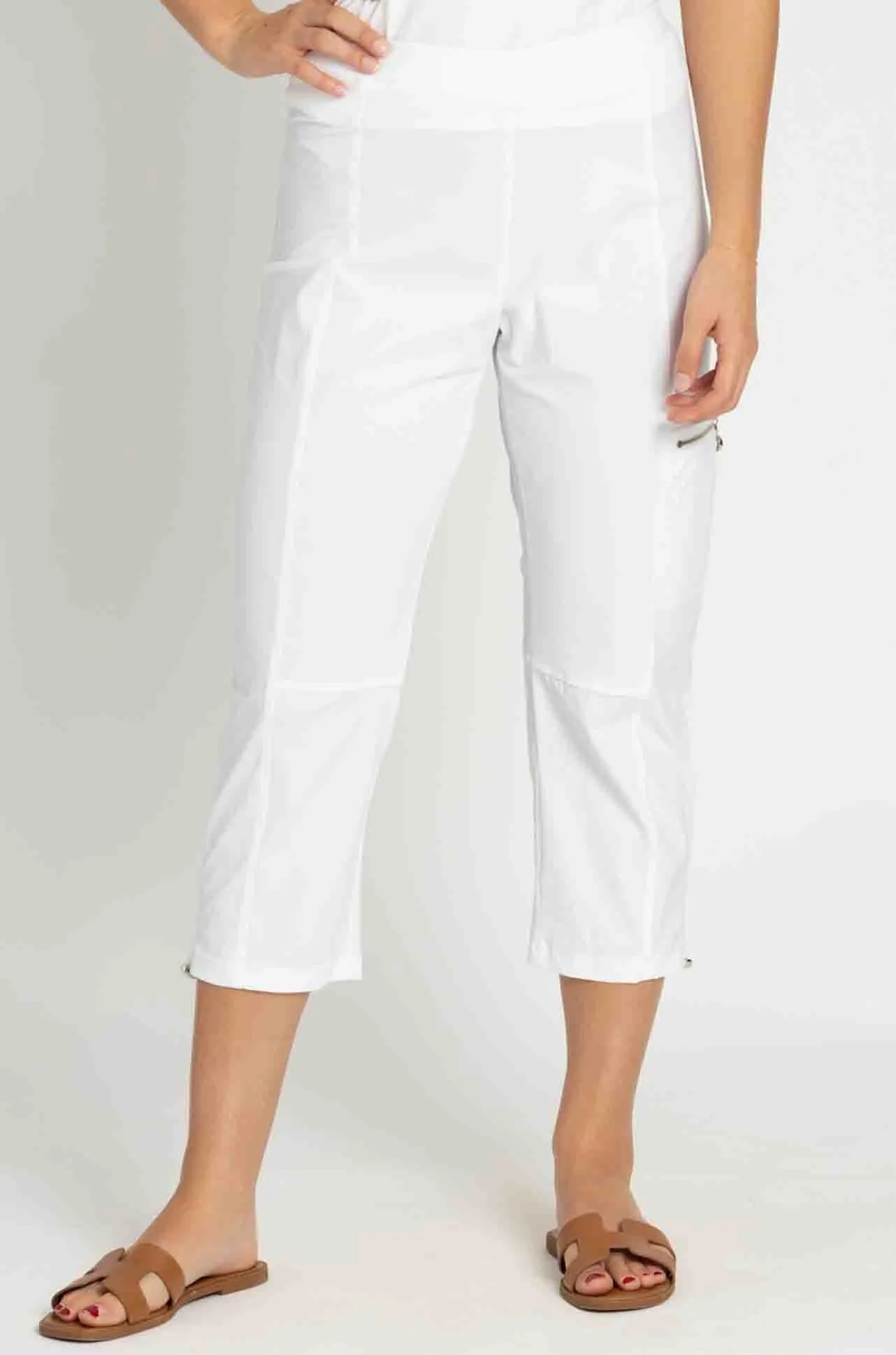 Paula Ryan - Slouch Waist Clam Digger Capri in White