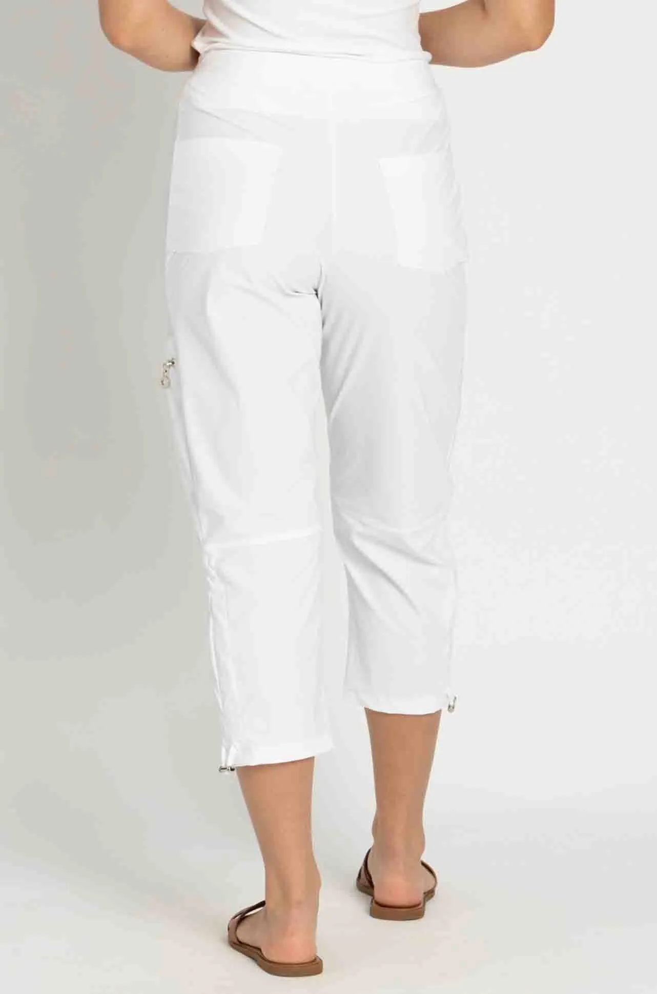 Paula Ryan - Slouch Waist Clam Digger Capri in White