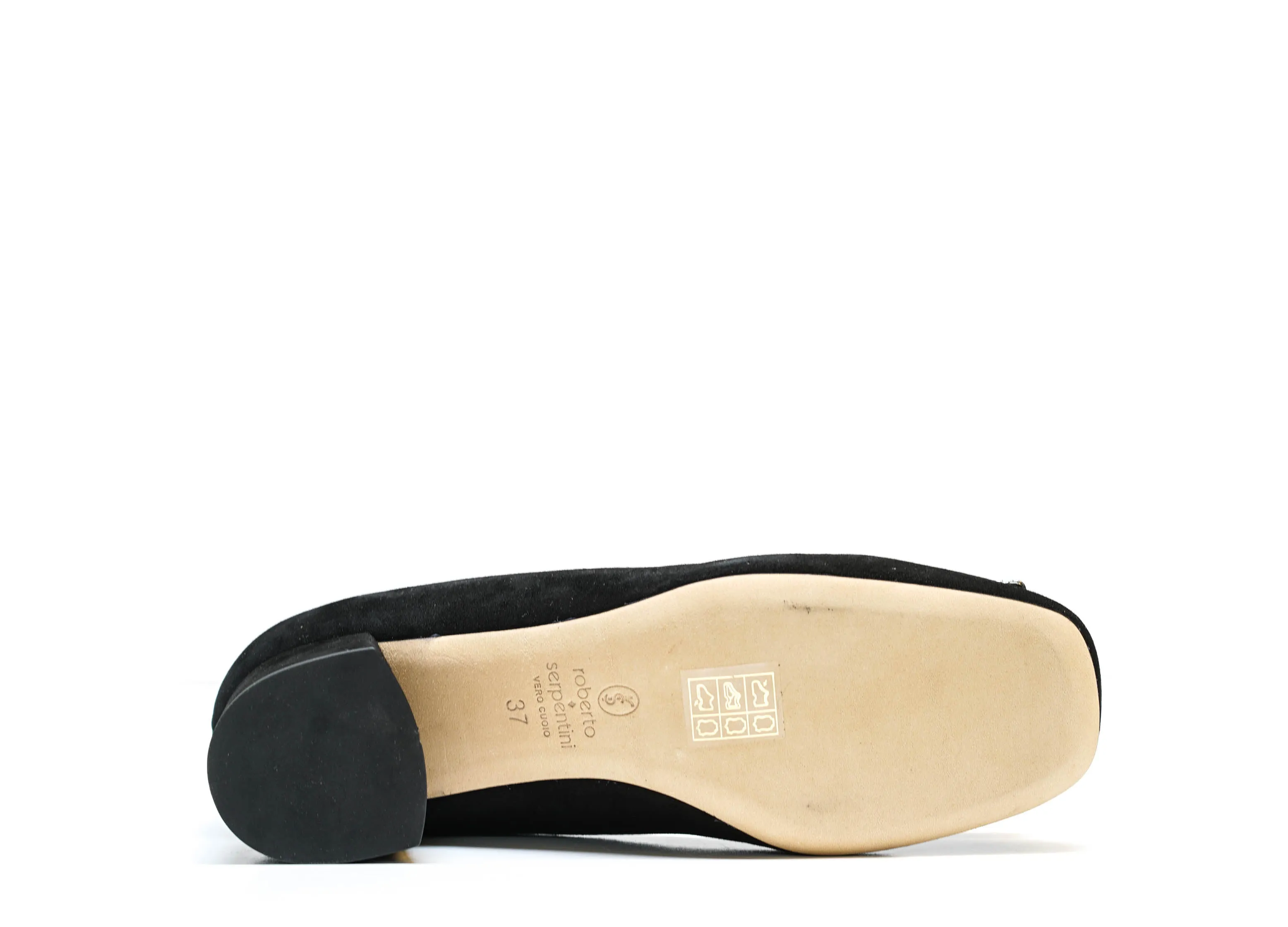Roberto Serpentini Women's Black Detail Suede Heels 25122 - Now $190