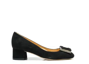 Roberto Serpentini Women's Black Detail Suede Heels 25122 - Now $190