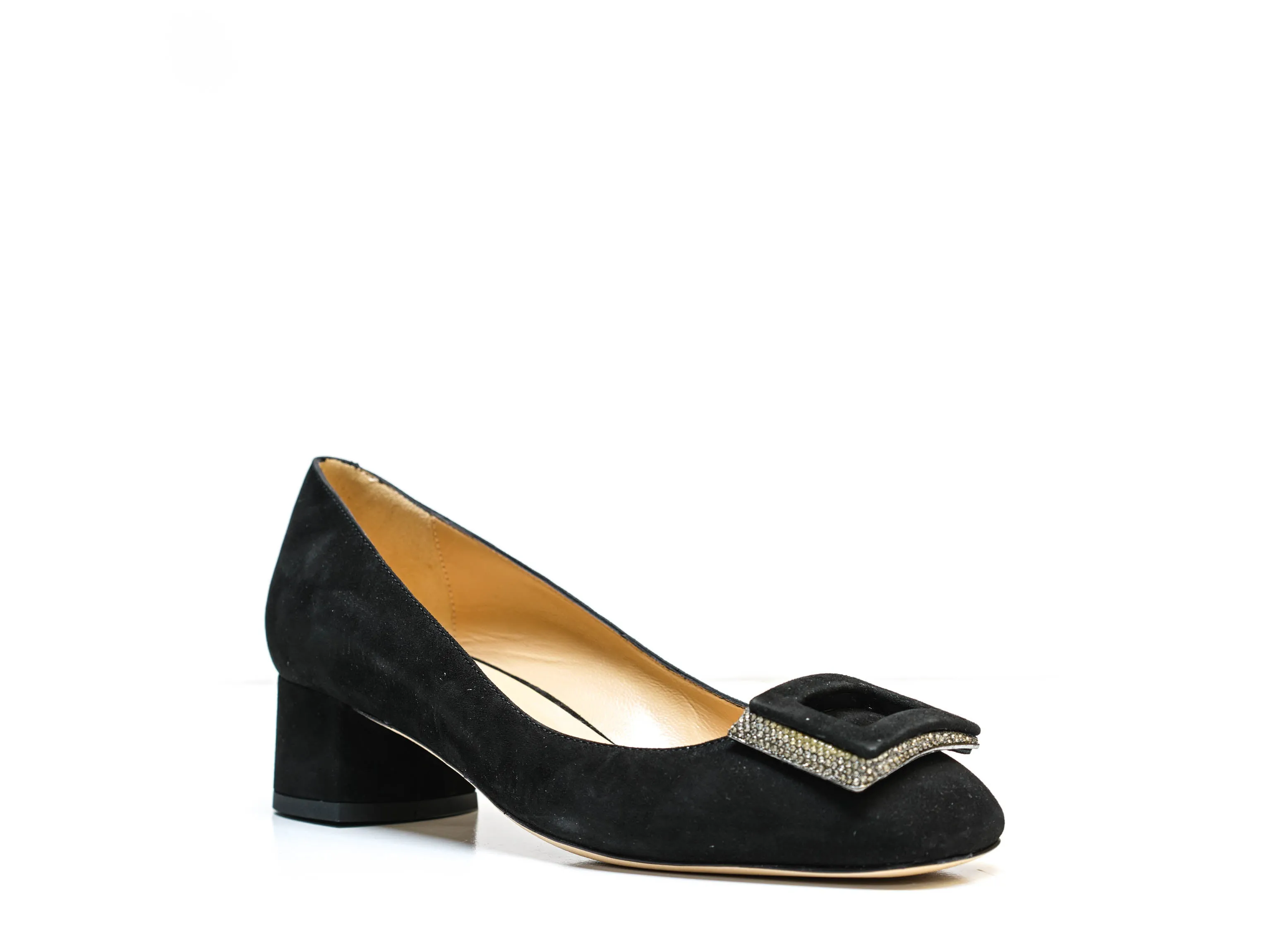 Roberto Serpentini Women's Black Detail Suede Heels 25122 - Now $190