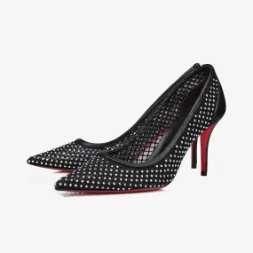 Unique Black Mesh Pumps and Strass